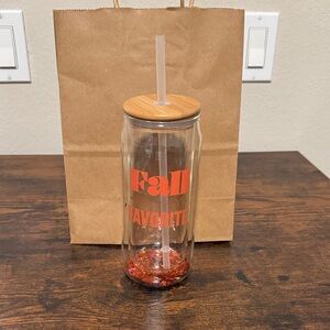 Fall Favorite Glass Tumbler with Straw